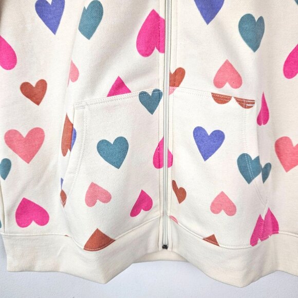Cat & Jack Girls Heart Print Hoodie Jacket Size XL Plus (14)  Zip-Up Warm Soft - Picture 5 of 10